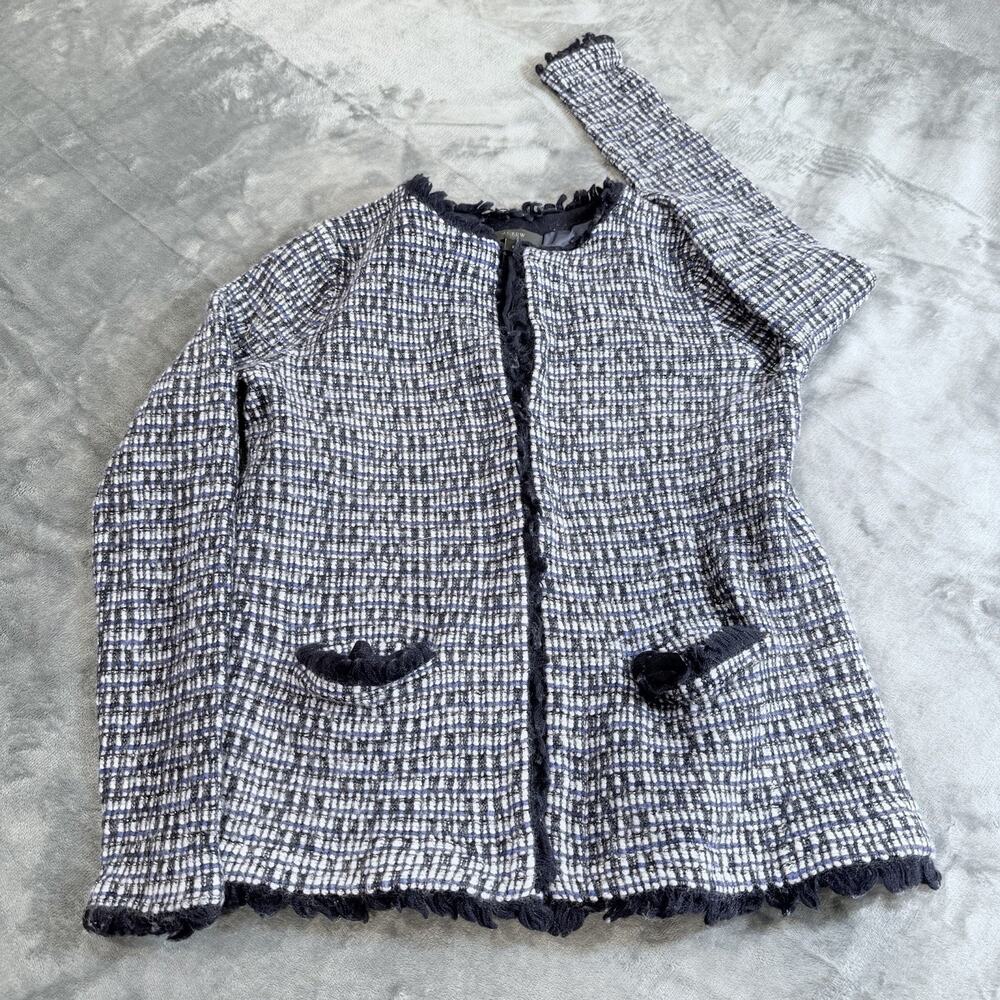 J. Crew Multicolor Tweed Fringe Wool Women’s Jacket Blazer Sz Small